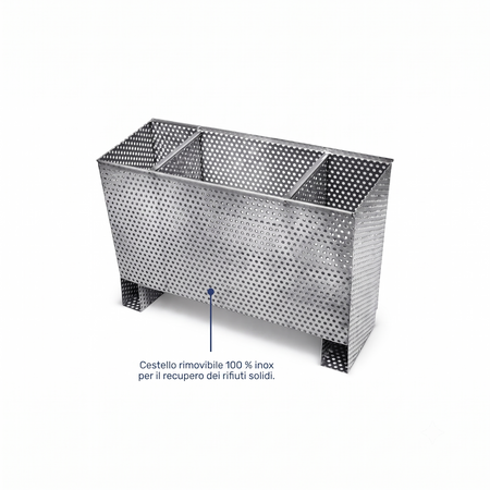 Cestello rimovibile 100% inox, degrassatore inox 60L